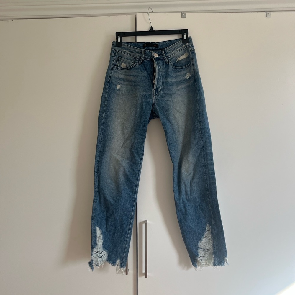 3x1 W3 Cropped Boyfriend Jeans, Higher Ground in Dover